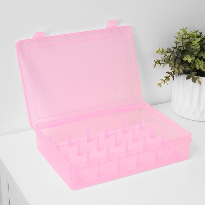 Органайзер для ниток, 24 ячейки, 28×19,5×6 см, цвет МИКС