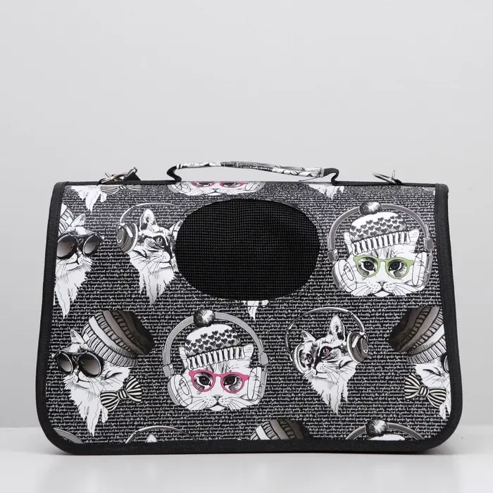 Сумка - переноска каркасная &laquo;Зимние коты&raquo;, размер S, 37.5&times;17&times;22 см