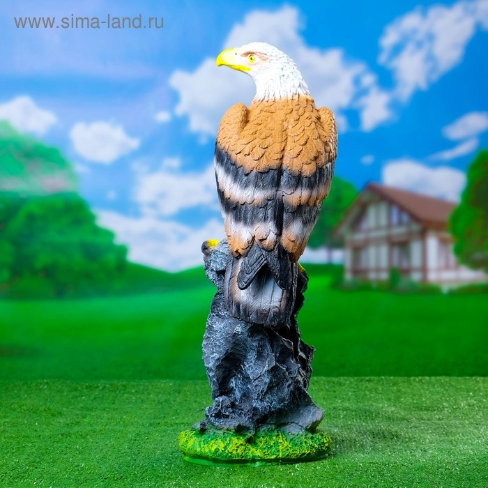 Садовая фигура из полистоуна «Орёл на пне» большой, 20×18×53 см