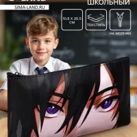 Пенал школьный, текстиль, плоский, 10.8&times;20.5 см &laquo;Аниме. Взгляд&raquo;