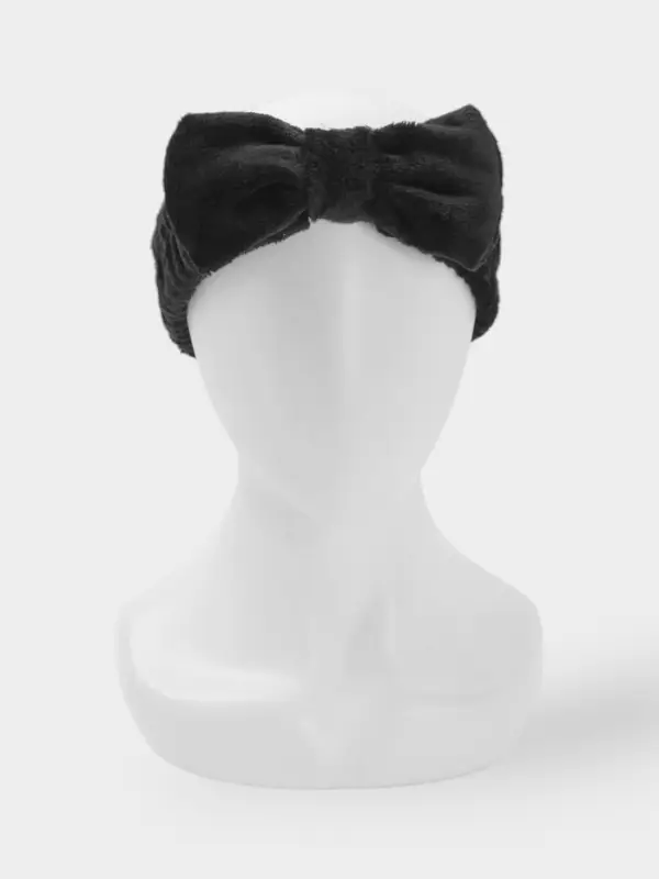 Повязка для умывания "Бантик", микрофибра, цвет черный