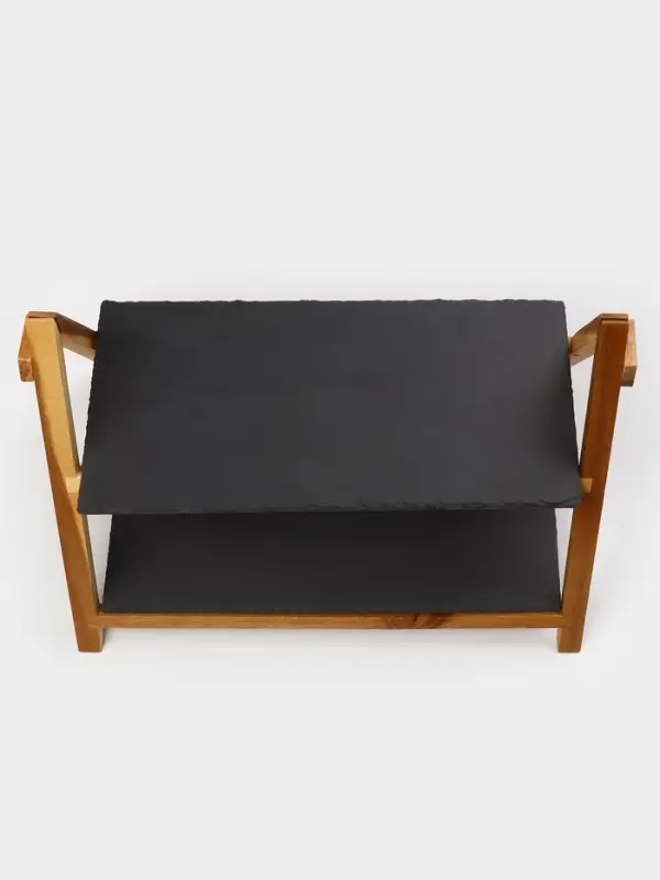 Блюдо - этажерка Magistro Valley, 2 яруса, сланец, чёрное