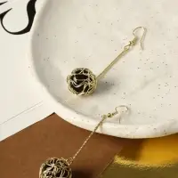 Серьги висячие &laquo;Шар плетёный&raquo;, чёрные в золоте, 6.5 см