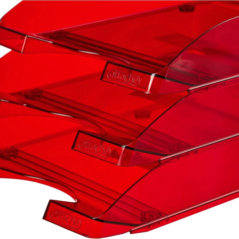 Лоток горизонтальный Attache Line прозрачный бордовый 340х255х63мм