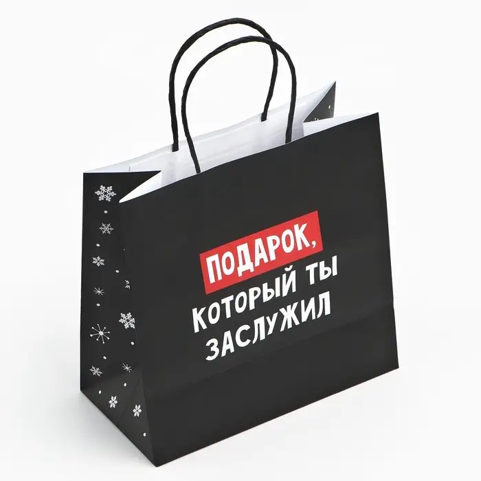 Пакет подарочный новогодний &laquo;Подарок, который ты заслужил&raquo;, 22&times;22&times;11 см