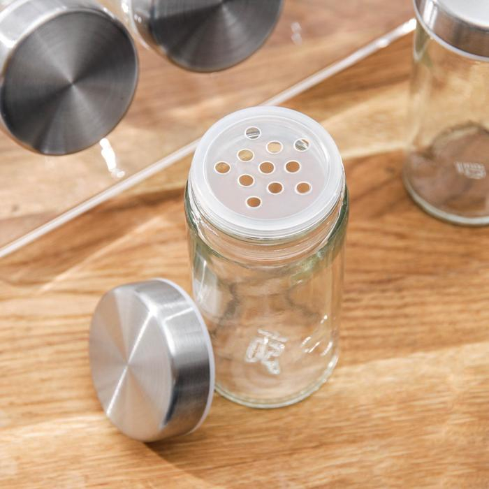 Набор для специй из стекла на подставке «Модерн», 23×9×22 см, 90 мл, 4×9,5 см, 6 шт Набор для специй из стекла на подставке «Модерн», 23×9×22 см, 90 мл, 4×9,5 см, 6 шт