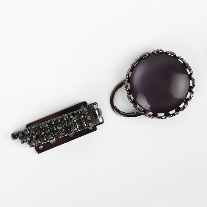 Декоративная застёжка, 8,2 × 3,5 см, цвет чёрный/серый Декоративная застёжка, 8,2 × 3,5 см, цвет чёрный/серый