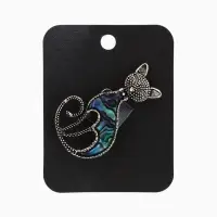 Брошь &laquo;Галиотис&raquo;, кошка грациозная, зелёная в чернёном серебре