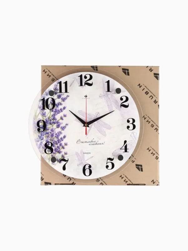 Часы настенные, интерьерные: Цветы, &laquo;Стрекозы&raquo;, бесшумные, d=30 см