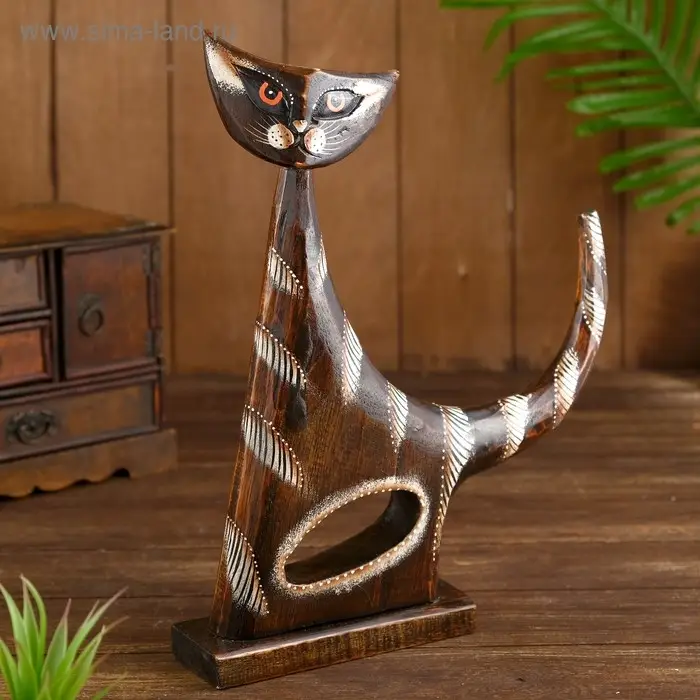 Сувенир дерево "Лунный кот" 35х28х5 см