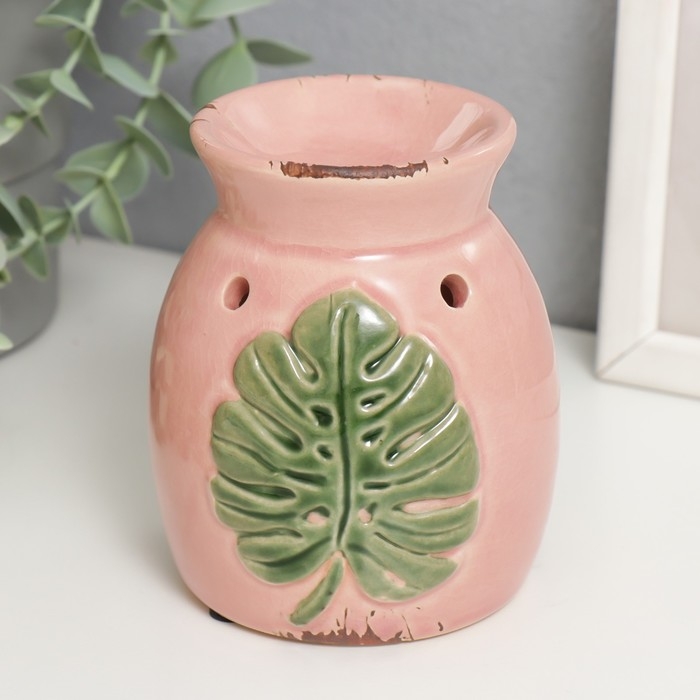 Аромалампа керамика Аромалампа керамика "Зелёный пальмовый лист" 10,5х8х8 см