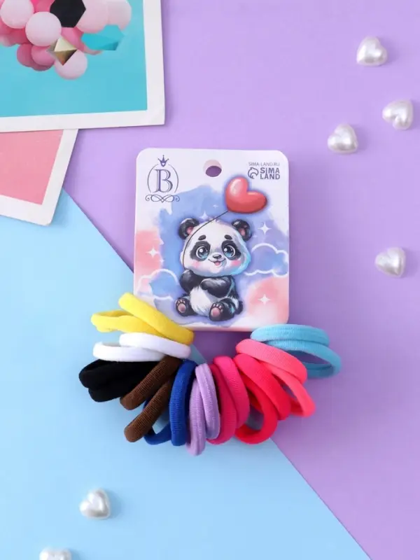 Резинка для волос «Панда», набор 20 шт., шарик-сердце, 2.5 см, МИКС Резинка для волос «Панда», набор 20 шт., шарик-сердце, 2.5 см, МИКС