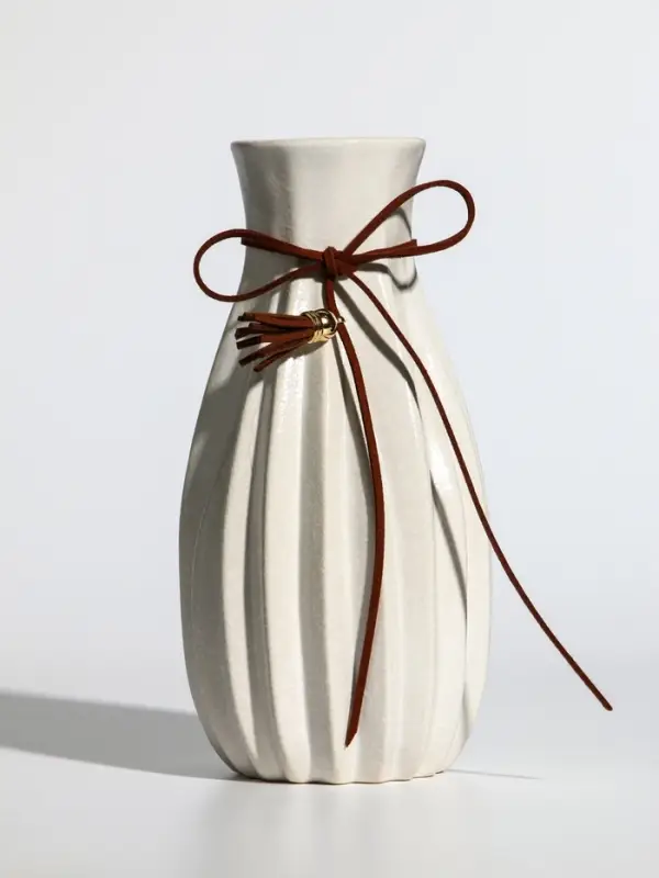 Ваза керамика настольная Ваза керамика настольная "Шерон" зауженная шнур, 19,5х8,5х6 см, белый