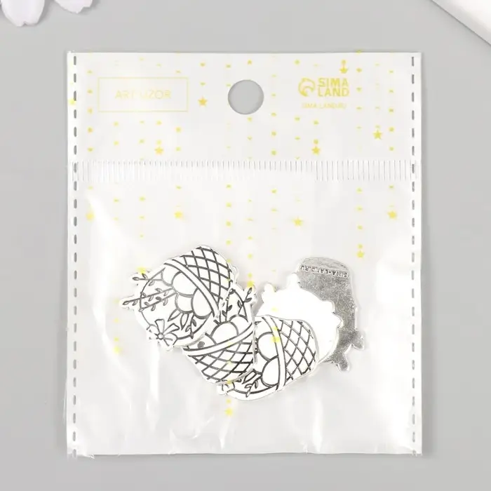 Декоративный элемент для творчества «Арт Узор. Пасхальная корзинка с вербой», 2.5×2.1 см