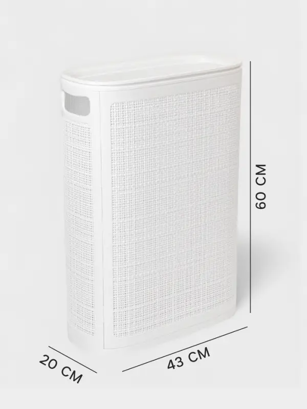 Плетёная корзина для белья с крышкой &laquo;Лён&raquo;, 45 л, 43&times;20&times;60 см, белая