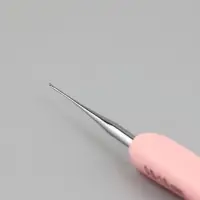 Крючок для вязания, двусторонний, с силиконовой ручкой, d=0.5/1 мм, 13.5 см, розовый