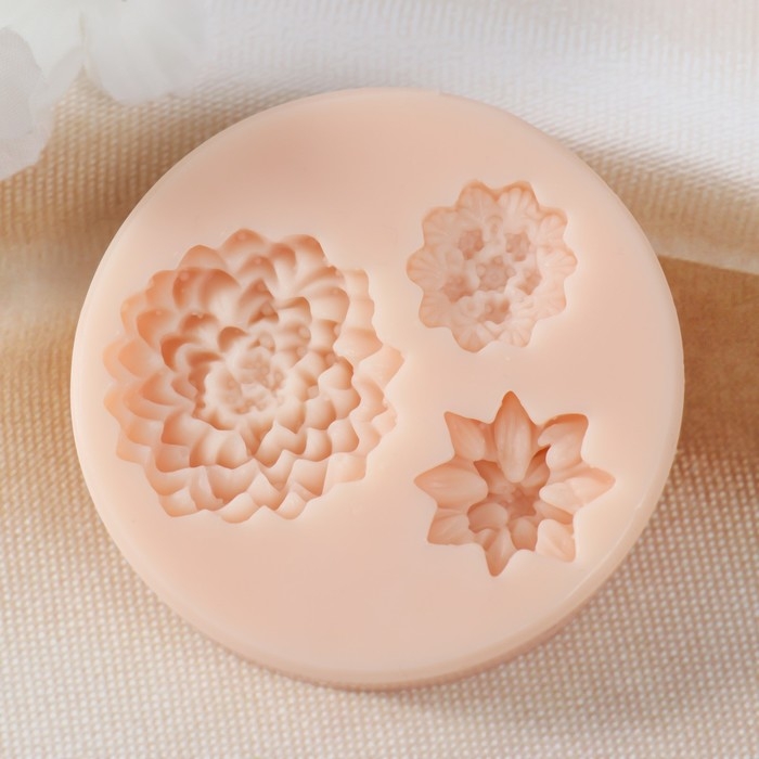 Молд силикон Молд силикон "Цветы микс" 3,1х0,7 2х0,7 1,7х0,7 см