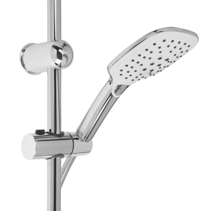 Душевая система ZEIN Z1005, тропическая и ручная лейка 3 режима, шланги, стойка, мыльница Душевая система ZEIN Z1005, тропическая и ручная лейка 3 режима, шланги, стойка, мыльница