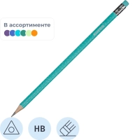 Карандаш чернографитный CollageStylePastel HB трехгр,заточ,с ластиком 92803
