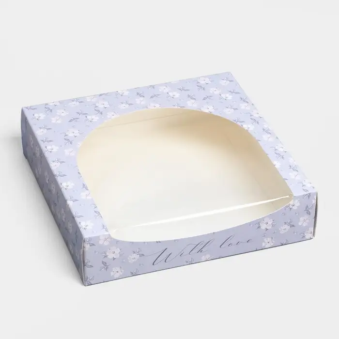 Кондитерская упаковка, коробка с PVC окном, With love, 20 х 20 х 5 см Кондитерская упаковка, коробка с PVC окном, With love, 20 х 20 х 5 см