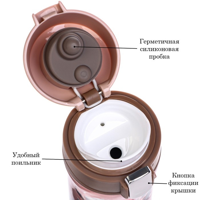 Термокружка, 350 мл, Style "Цветы", сохраняет тепло до 8 ч