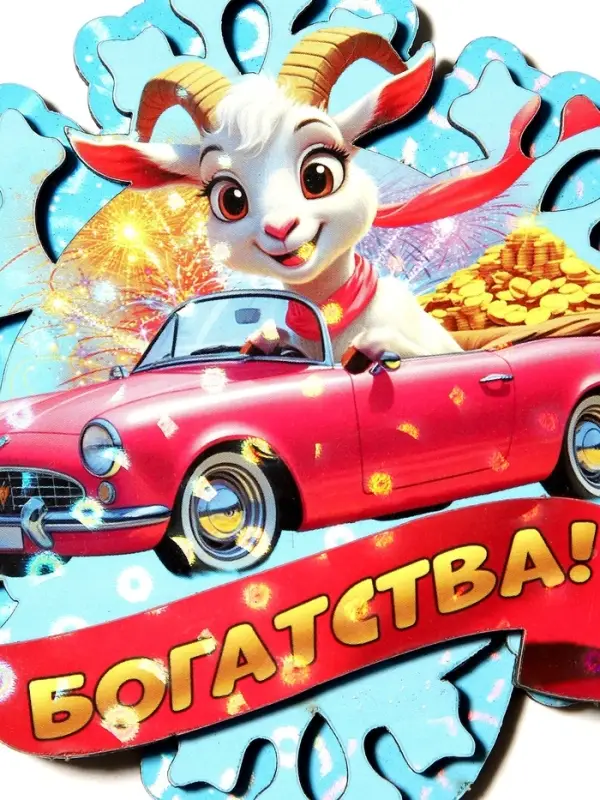 Магнит-снежинка новогодний 2027 &laquo;Богатства!&raquo; 8.8&times;10 см