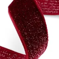 Лента бархатная, с серебряным люрексом, 20 мм, 18&plusmn;1 м, бордовая №46