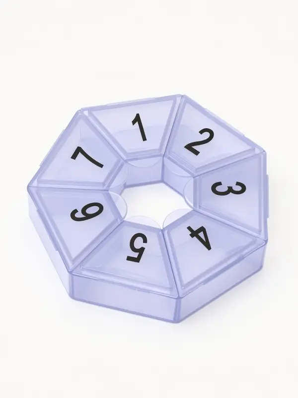 Таблетница &laquo;Цифры&raquo;, 7.5&times;7.5&times;1.7 см, 7 секций, МИКС