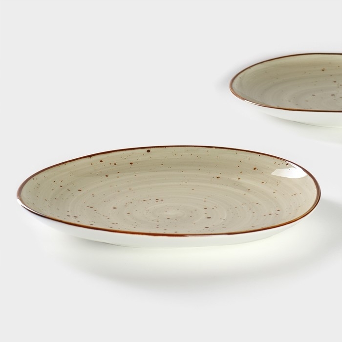 Набор тарелок фарфоровых обеденных Magistro Mediterana, 2 предмета: 31,5×29,7 см, цвет бежевый Набор тарелок фарфоровых обеденных Magistro Mediterana, 2 предмета: 31,5×29,7 см, цвет бежевый