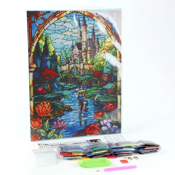 Алмазная мозаика с полным заполнением на холсте с подрамником &laquo;Замок&raquo;, 30&times;40 см