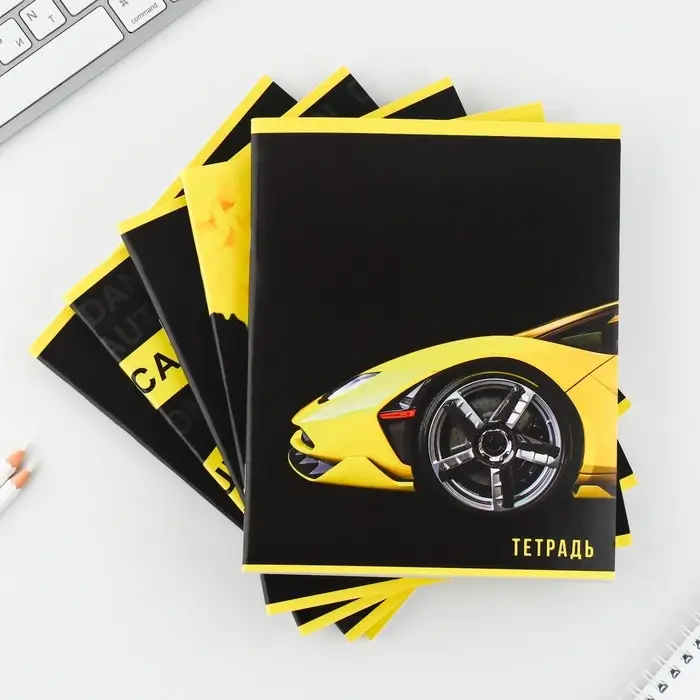 Тетрадь в клетку, 48 л., А5, на скрепке, блок №2, Yellow, МИКС Тетрадь в клетку, 48 л., А5, на скрепке, блок №2, Yellow, МИКС