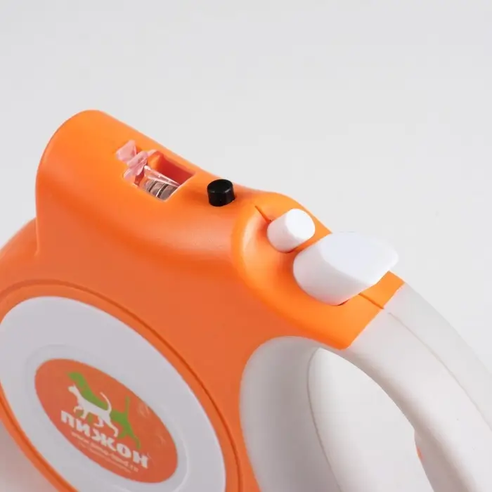 Рулетка &laquo;Пижон&raquo;, 5 м, до 35 кг, с фонариком, прорезиненная ручка, оранжевая