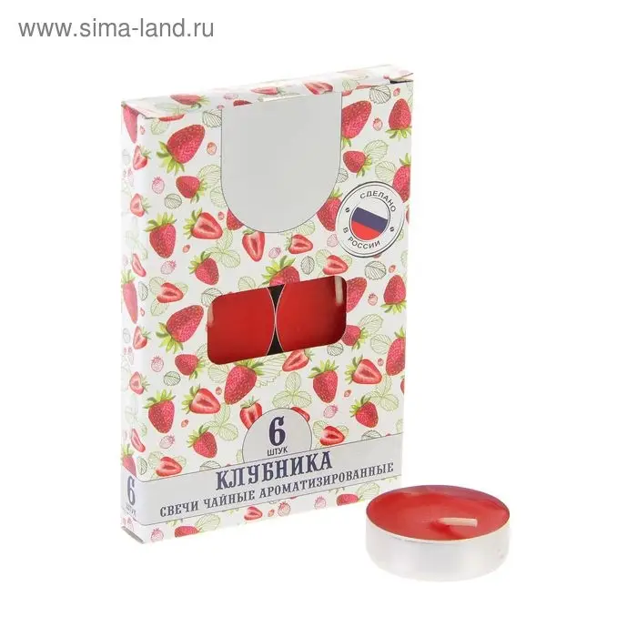 Набор свечей ароматических чайных &laquo;Клубника&raquo;, 6 шт.