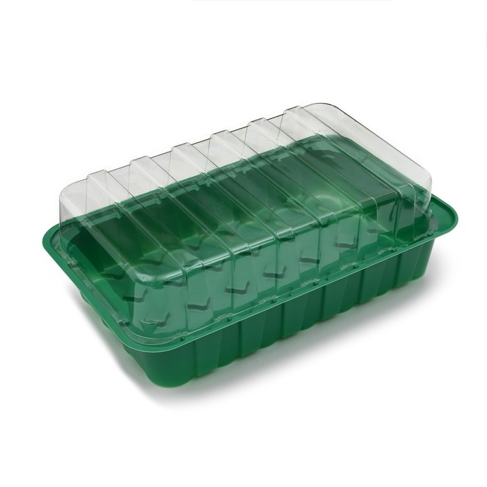 Мини-парник для рассады, 35,5 × 22 × 11 см, вставки (28 шт.) под таблетки для рассады d = 4 см, Greengo