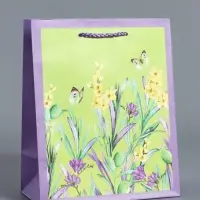 Пакет подарочный ламинированный, "Цветочное поле" 18 х 22,3 х 10 см