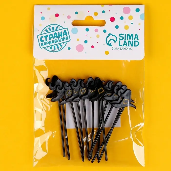 Шпажки «Шляпа», в наборе 12 штук, чёрная Шпажки «Шляпа», в наборе 12 штук, чёрная