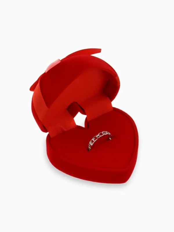 Футляр бархатный под серьги/кольцо &laquo;Сердце&raquo; с лентой, 6.2&times;6,2, цвет красный