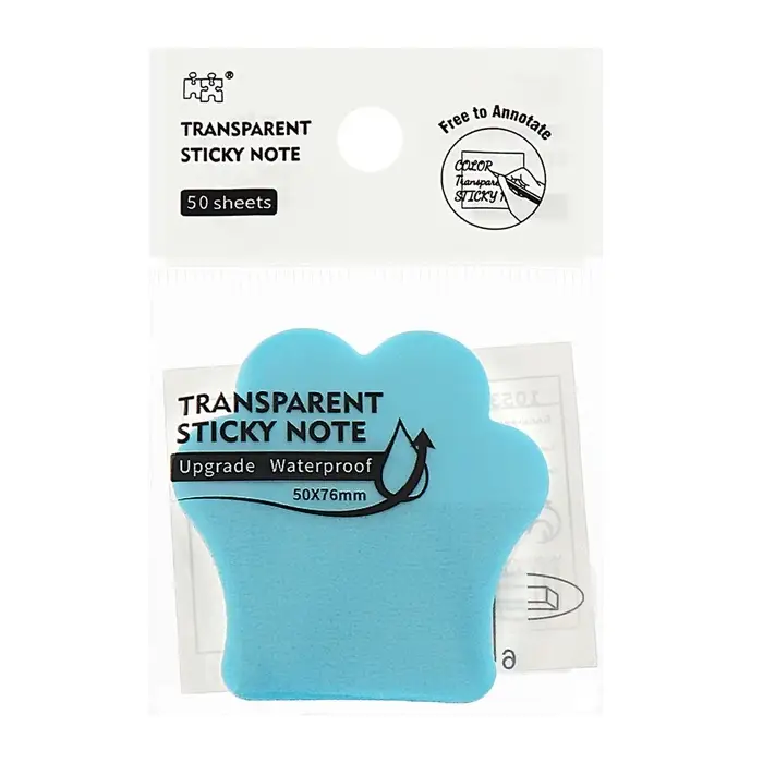 Блок-закладка с липким краем пластик Лапка 50л, голубой, 45мм х 45мм  CALLIGRATA Блок-закладка с липким краем пластик Лапка 50л, голубой, 45мм х 45мм  CALLIGRATA