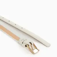 Ремень женский тонкий, 110&times;1.3 см, классическая пряжка металл, золотистая, белый
