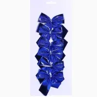 Ёлочные игрушки 6 шт. &laquo;Зимнее волшебство. Бантик неон&raquo; пластик, 8&times;7 см, синий