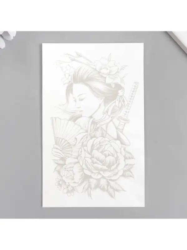 Переводная тату на тело «Гейша с мечом», 18×11 см, МИКС