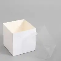 Коробка для цветов с PVC крышкой, 12&times;12&times;12 см, белая