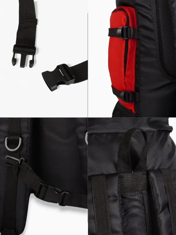 Рюкзак туристический, 90 литров, 6 наружных карманов, шнуровка, красный