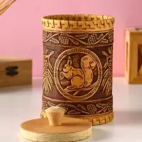 Туес с кантами "Лесная красавица" D10смхH(с хватком)17см, береста