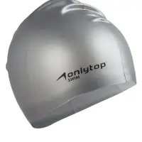 Шапочка для плавания взрослая ONLYTOP, силиконовая, 46 г, обхват 54-60 см, серая