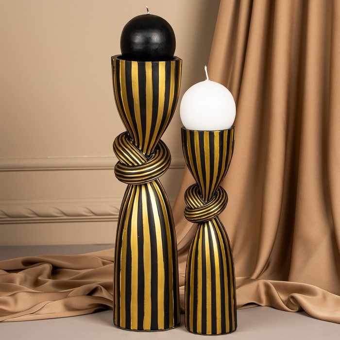 Подсвечник для одной свечи «Узел», цвет черно-золотой 29,5 х 7,5 х 7,5 см