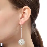 Серьги висячие &laquo;Шарик&raquo;, переплетение, цвет светлое серебро, 6.5 см