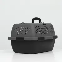 Переноска для животных, 40&times;32&times;26, с пластиковой дверью, серая