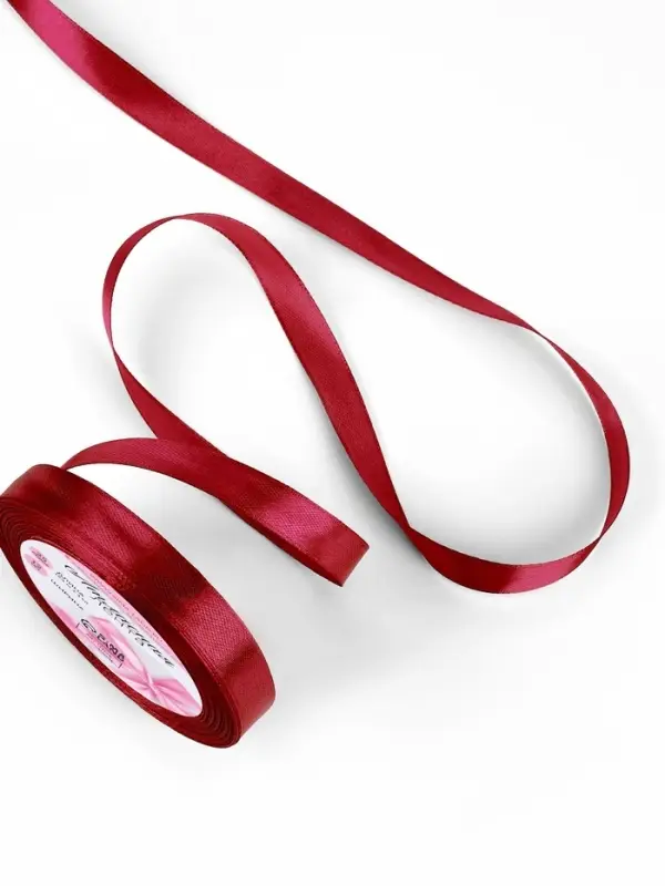 Лента атласная, 12 мм, 23±1 м, бордовая №165 Лента атласная, 12 мм, 23±1 м, бордовая №165