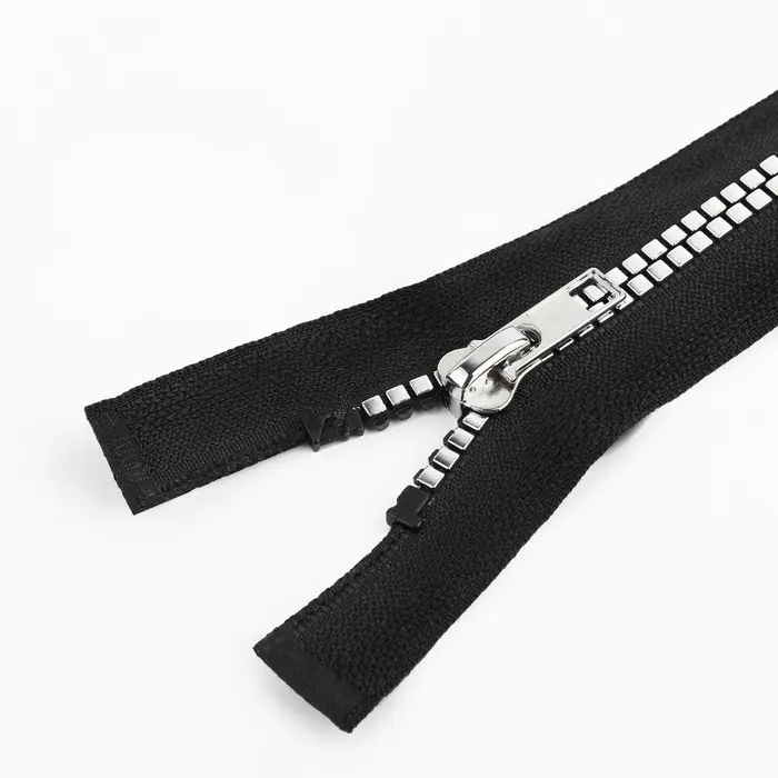 Молния «Трактор», №5, разъёмная, декоративное звено «Квадрат», замок автомат, 50 см, чёрная